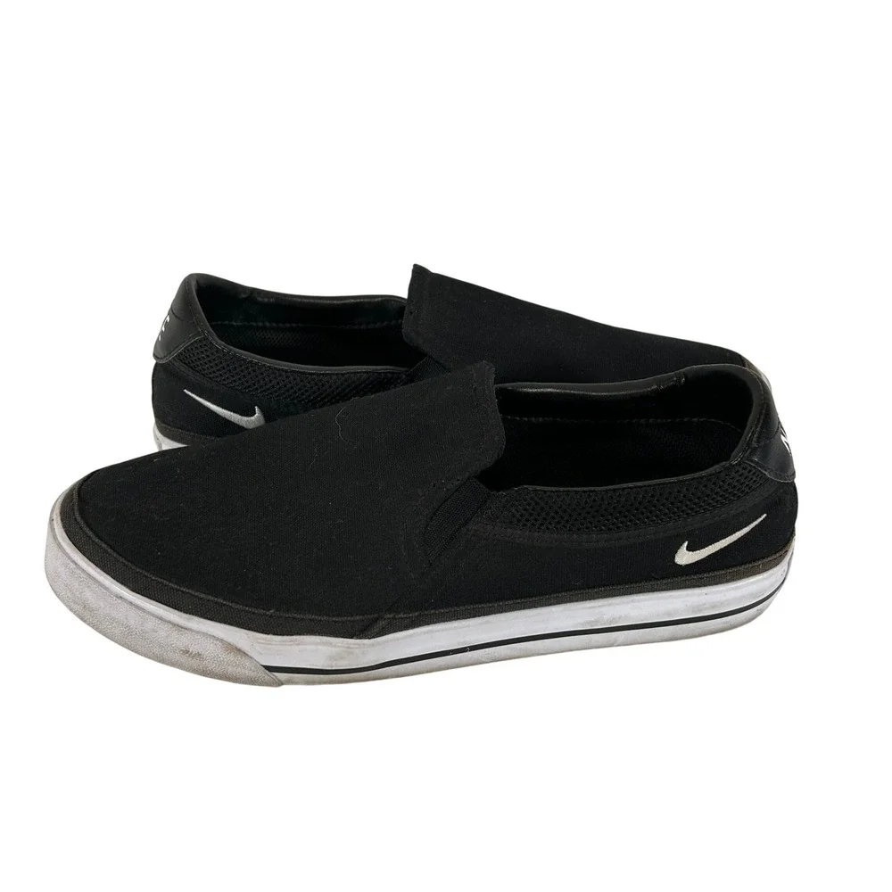 Nike Court Legacy Slip Black White Canvas Skate Shoes DA2754-002 Mens 9.5